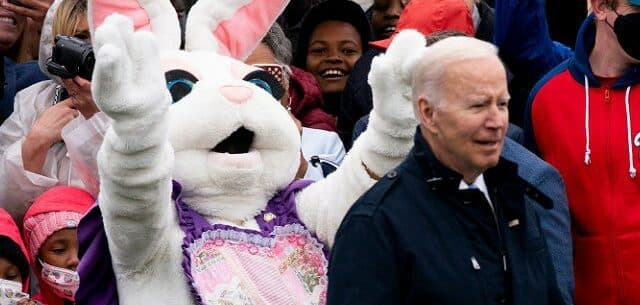 Let's Go Brandon Easter Bunny Greets Joe Biden In Seattle